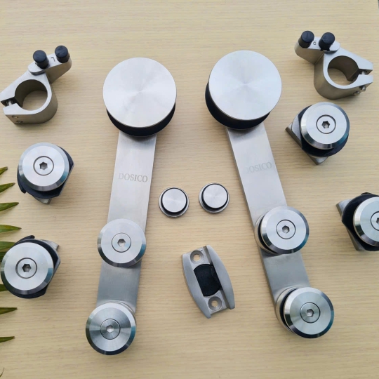 Bộ phụ kiện lùa kính rây tròn inox bóng(phi 25) DOSICO